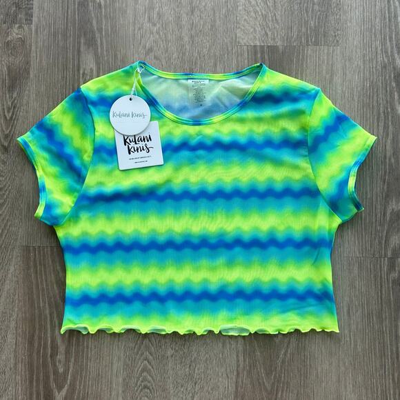Kulani Kinis Mesh Cropped Tee Dolce Vita Print Mesh Top Size S NWT - Picture 2 of 11